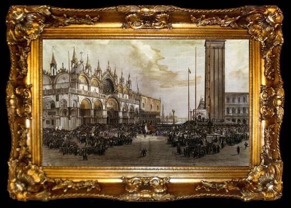 framed  Luigi Querena The People of Venice Raise the Tricolor in Saint Mark
